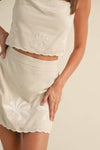 LINEN CAMI TOP AND MINI SKIRT SET WITH EMBROIDERY