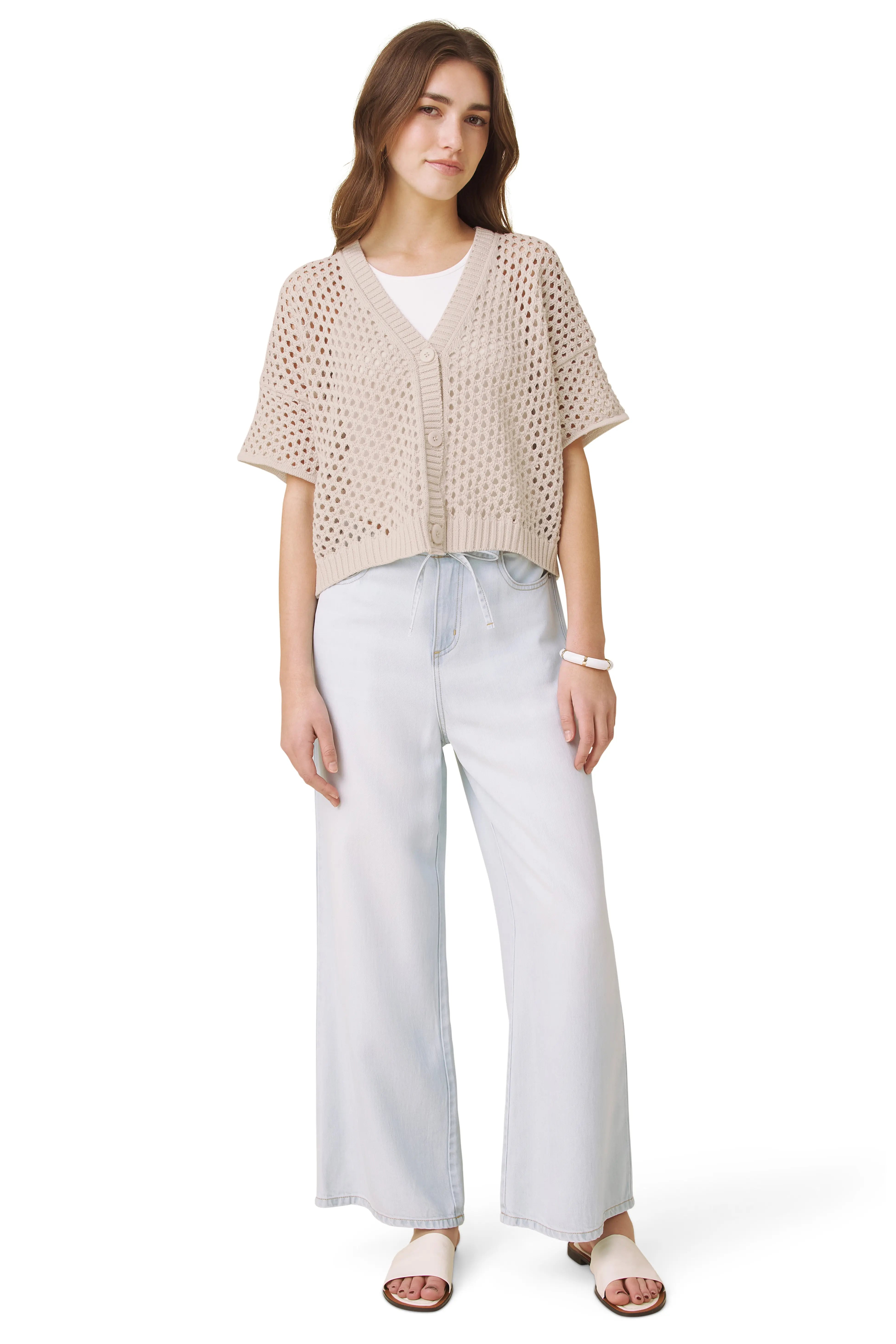 NOVA POINTELLE SHORT SLEEVE SWEATER