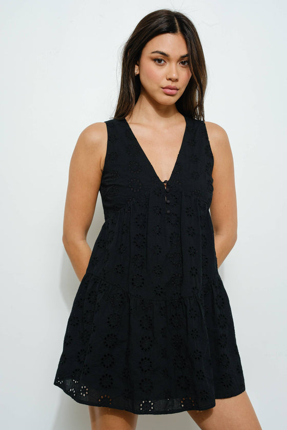 EYELET MINI DRESS