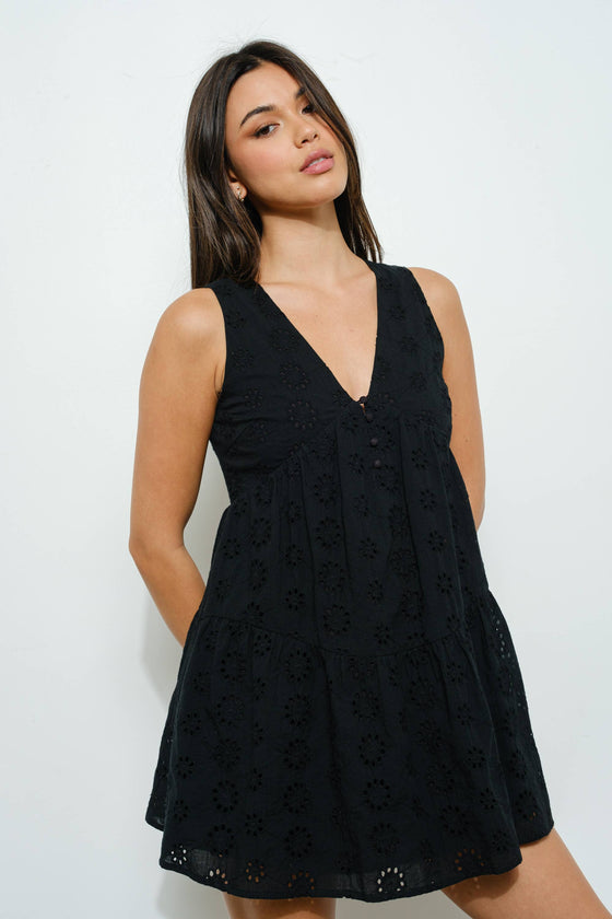EYELET MINI DRESS