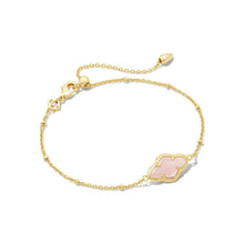  ABBIE GOLD SATELLITE CHAIN BRACELET in rose quartz