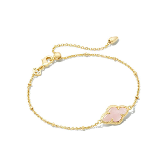 ABBIE GOLD SATELLITE CHAIN BRACELET in rose quartz