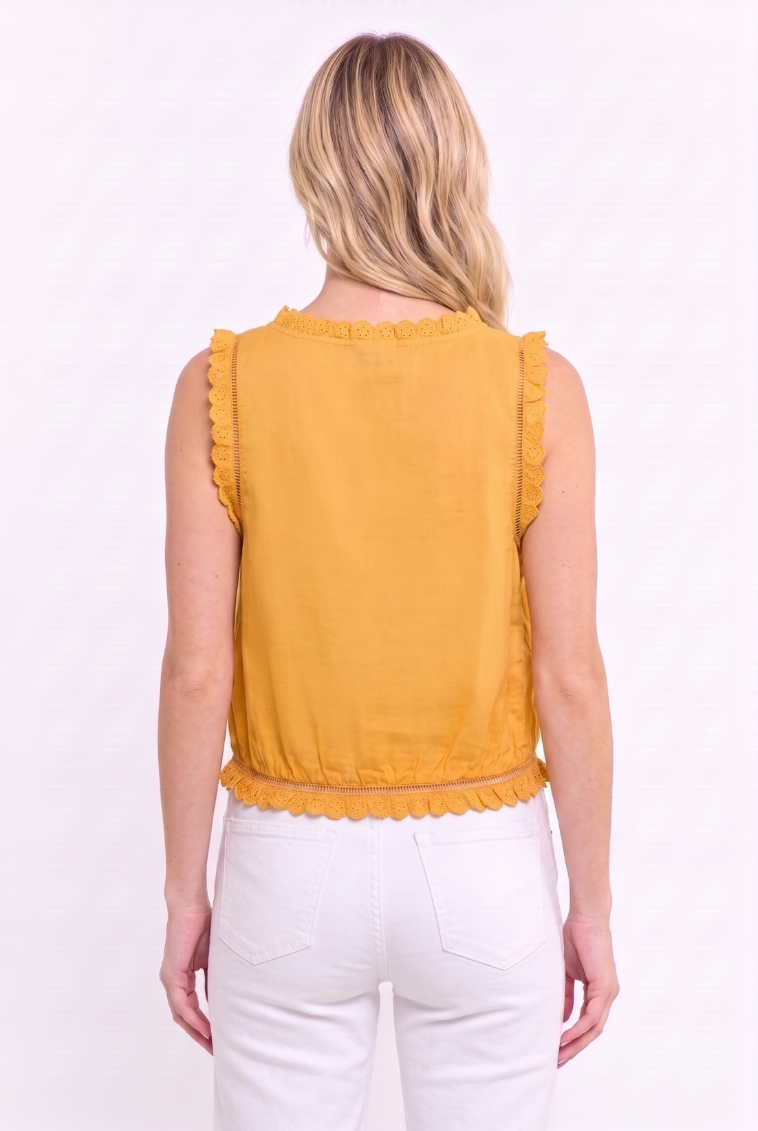Embroidered Broderie  Cotton Sleeveless Top