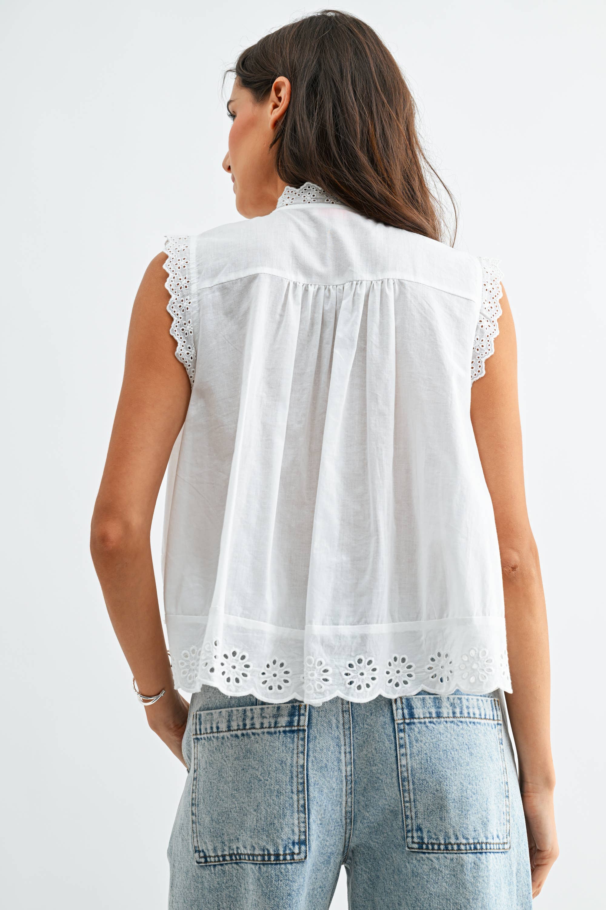 Broderie Sleeveless Cotton Top