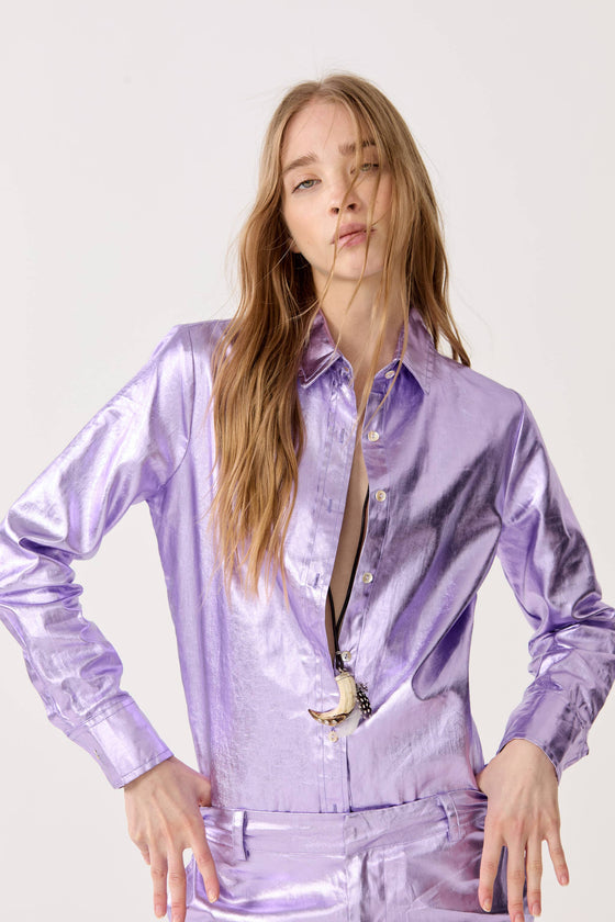 SAN MARINO METALLIC LINEN SHIRT - Violet