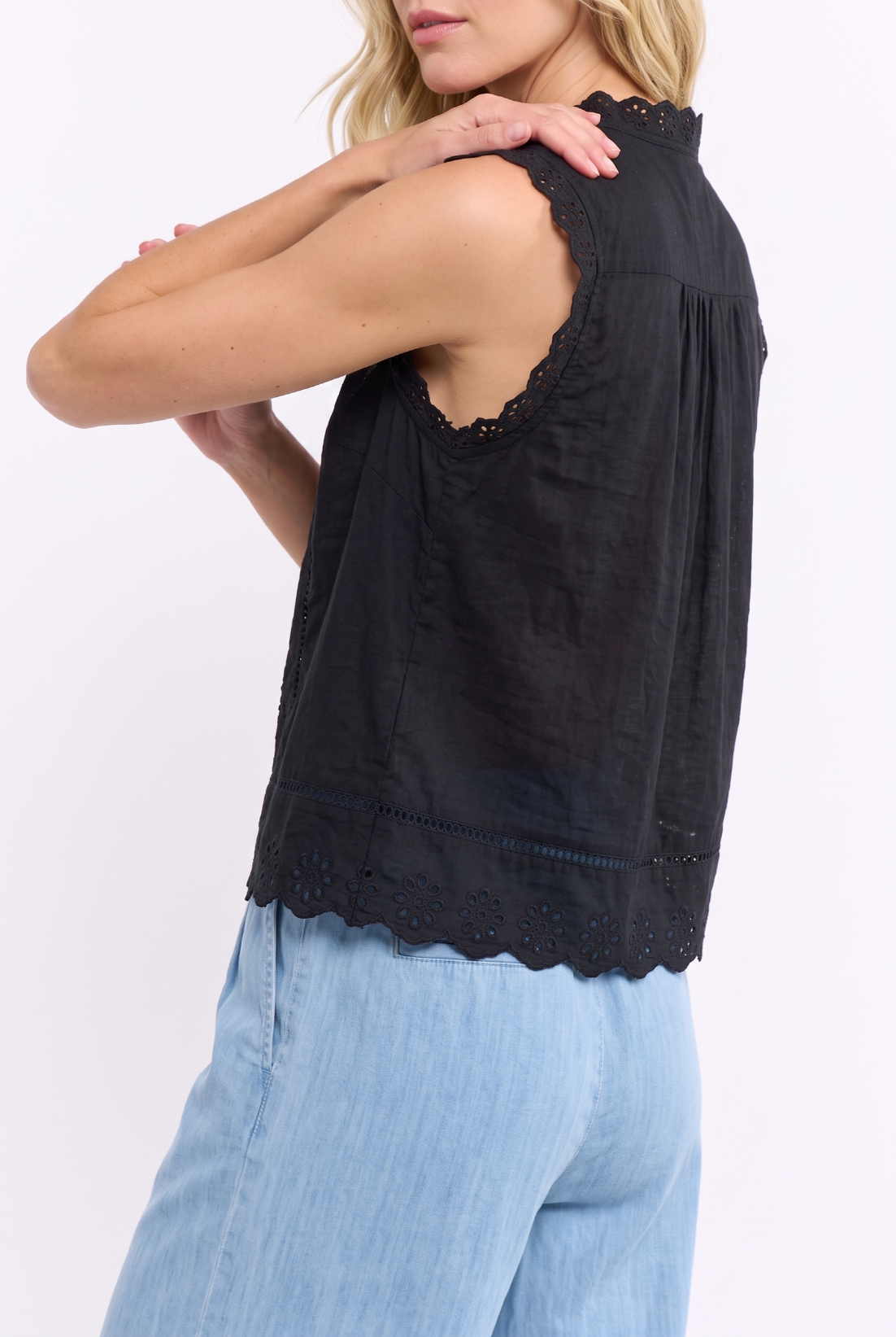 Broderie Sleeveless Cotton Top