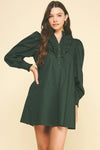 FANCY BUTTON RUFFLE DRESS