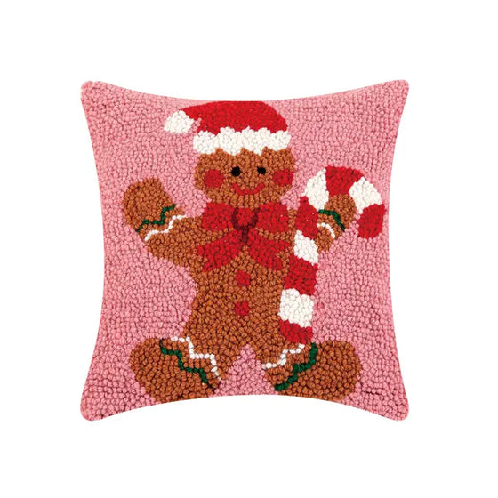 GINGERBREAD MAN WITH CANDYCANE PILLOW