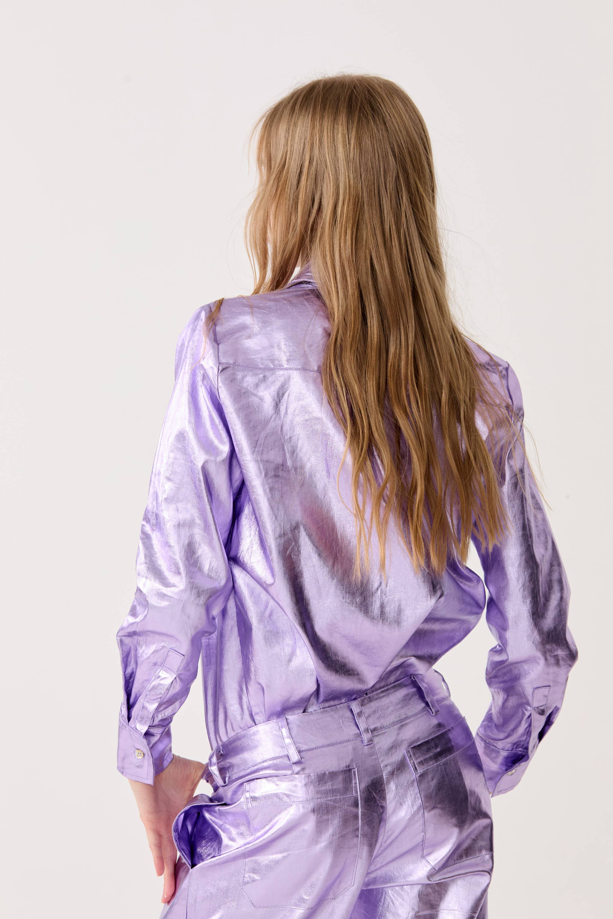 SAN MARINO METALLIC LINEN SHIRT - Violet
