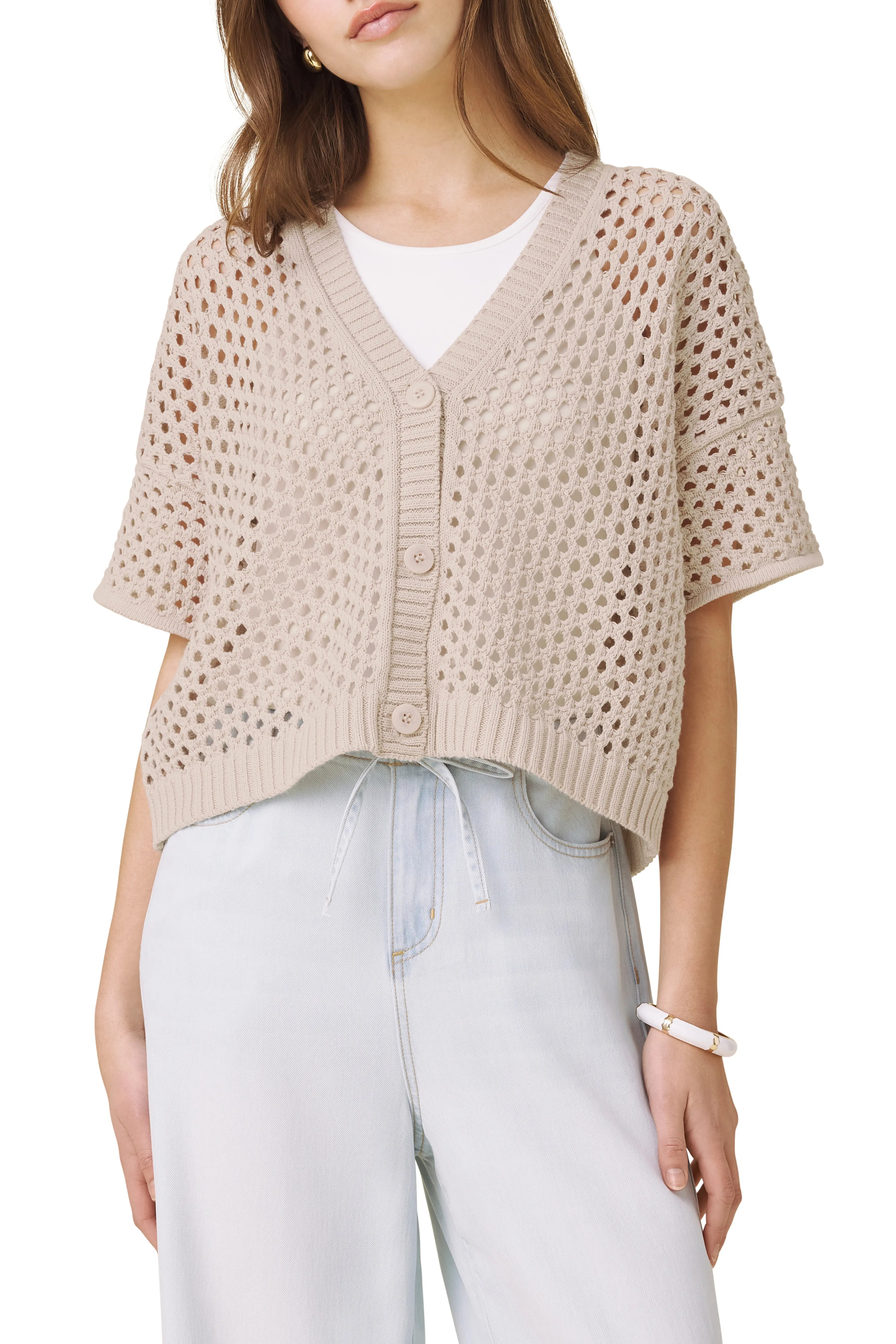 NOVA POINTELLE SHORT SLEEVE SWEATER