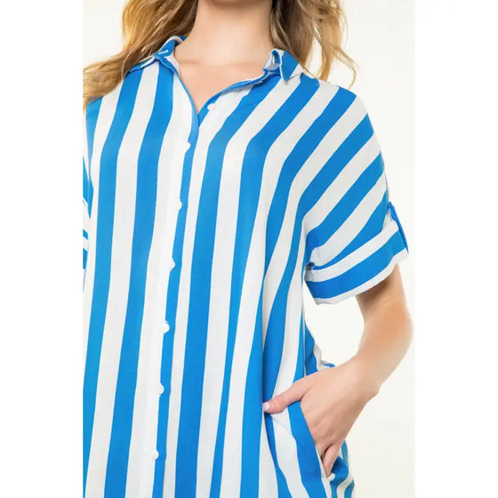 CABANA STRIPE SHORT SLEEVE DRESS