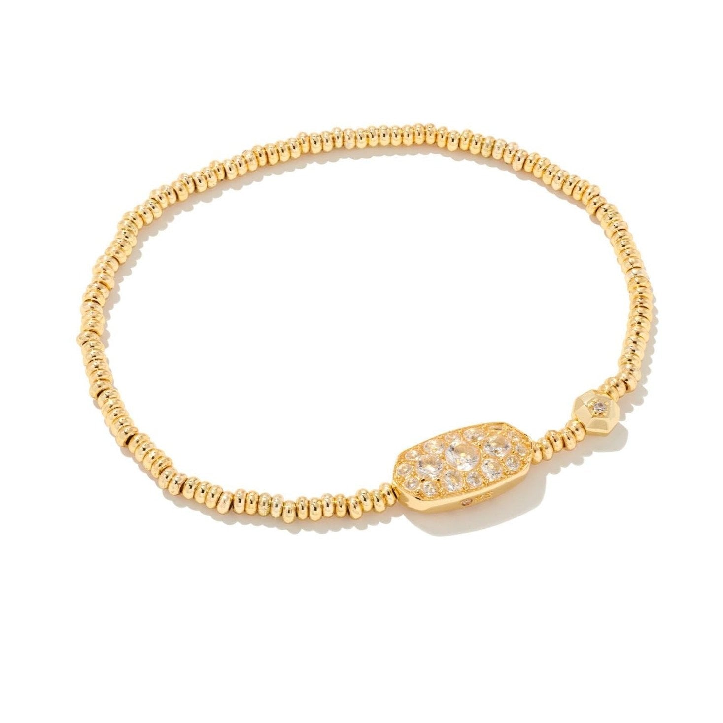 GRAYSON GOLD STRETCH BRACELET in white crystal