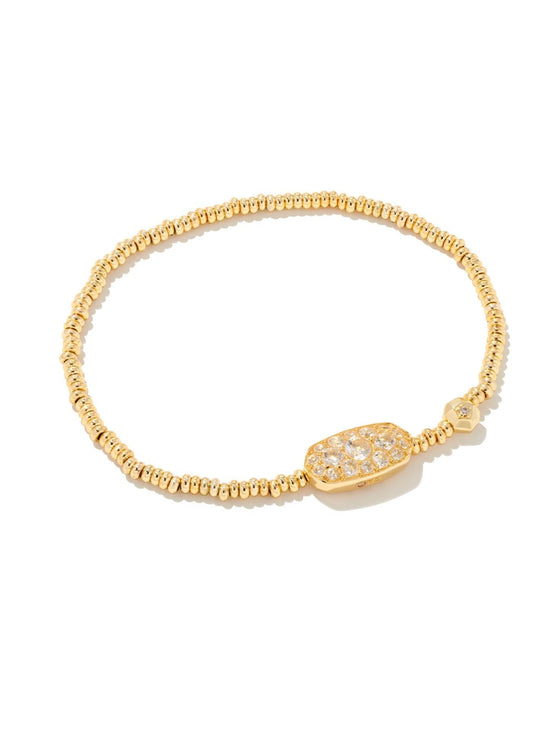 GRAYSON GOLD STRETCH BRACELET in white crystal