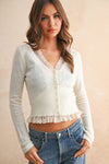 LACE CONTRASTED KNITTED CARDIGAN
