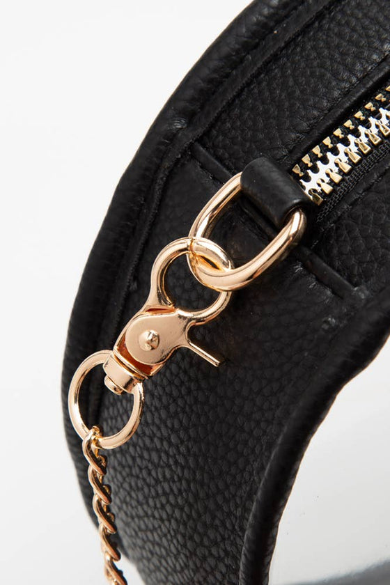 LEOPARD TRIM CLEAR ROUND CROSSBODY BAG