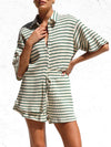 WAFFLE STRIPED SHIRT AND SHORTS SET