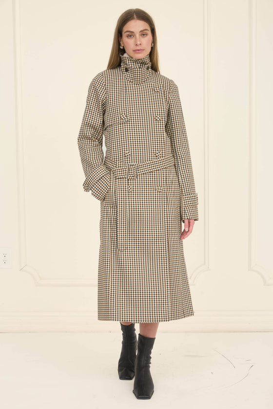 MOON RIVER - PLAID BELTED TRENCH COAT