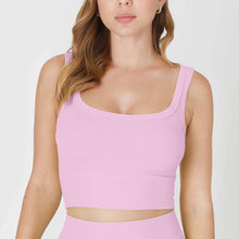  CHEVRON RIBBED CROP TOP - peony pink