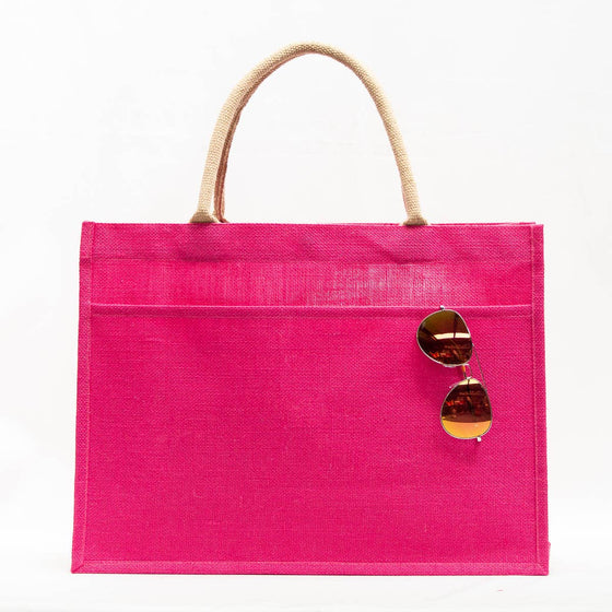 JUTE POCKET TOTE - Magenta