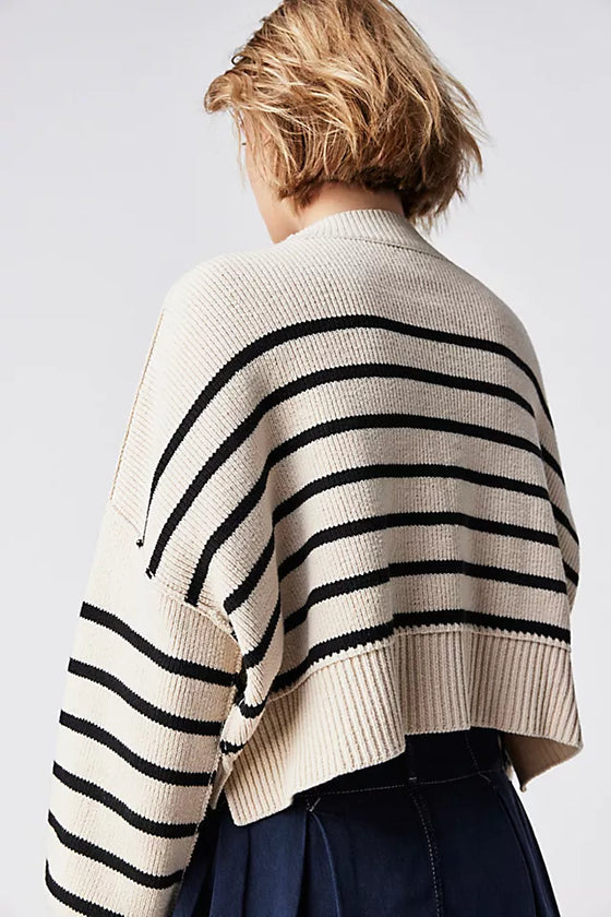 EASY STREET STRIPE CROP PULLOVER SWEATER