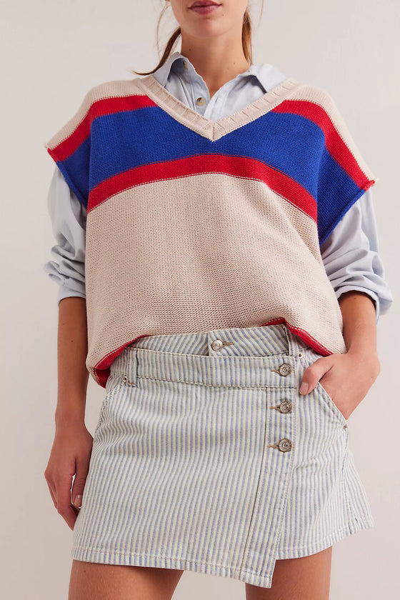 WE THE FREE WYNNE DENIM SKIRT in railroad stripe