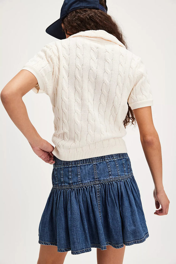 ROSELLE DENIM MINI SKIRT in high tide wash