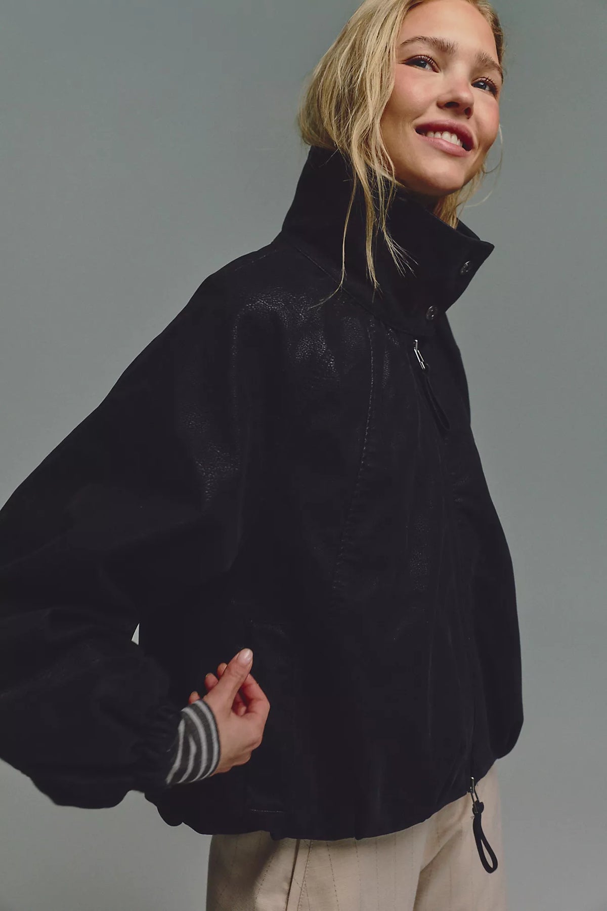 Chelsea Vegan Suede Funnel Neck Jacket