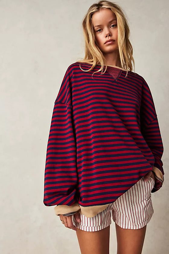 CLASSIC STRIPED OVERSIZED CREWNECK