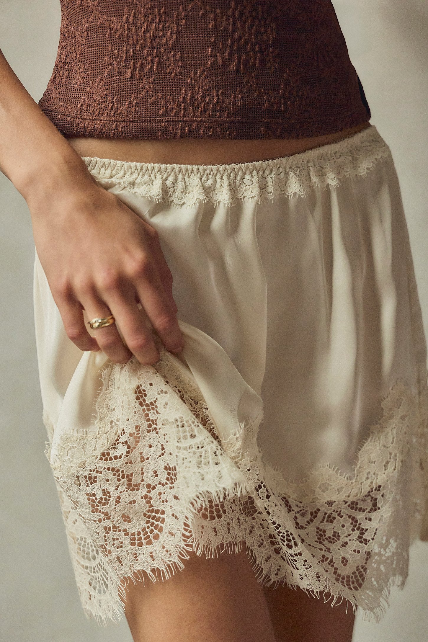 Meet in the Middle Mini Slip Skirt