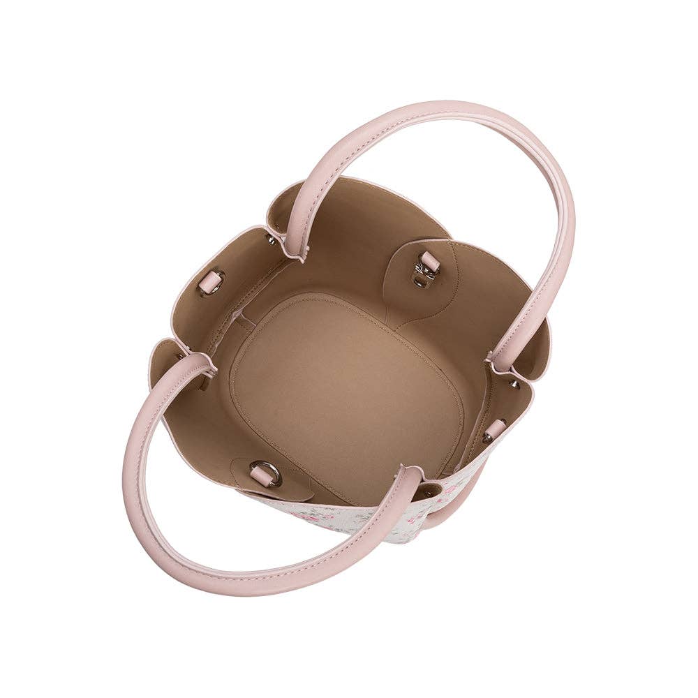 Tulip Pink Flowers Recycled Vegan Leather  Bag