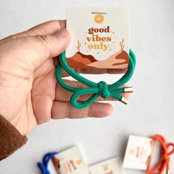 "GOOD VIBES" BOHO SHOELACE ELASTIC HAIR TIE: ASSORTED