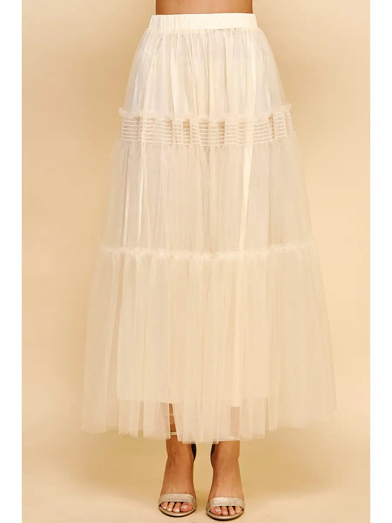 TULLE TIERED MAXI SKIRT