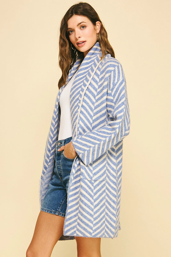 STRIPE OPEN KNIT CARDIGAN