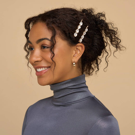 GEMSTONE BOBBY PINS 2pc Set