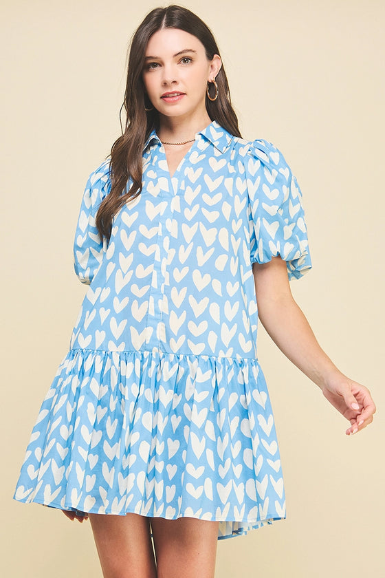 HEART PRINT MINI DRESS