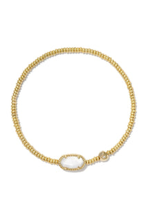  GRAYSON STRETCH GOLD BRACELET in white mother of pearl