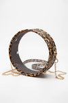 LEOPARD TRIM CLEAR ROUND CROSSBODY BAG