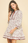 COWBOY PRINT TIERED MINI DRESS