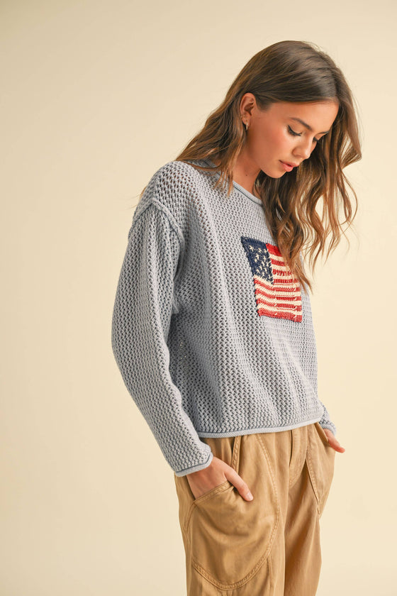 FLAG KNITTED SWEATER in assorted colors