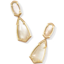  CAMRY ENAMEL FRAME STATEMENT GOLD EARRINGS in natural mother of pearl