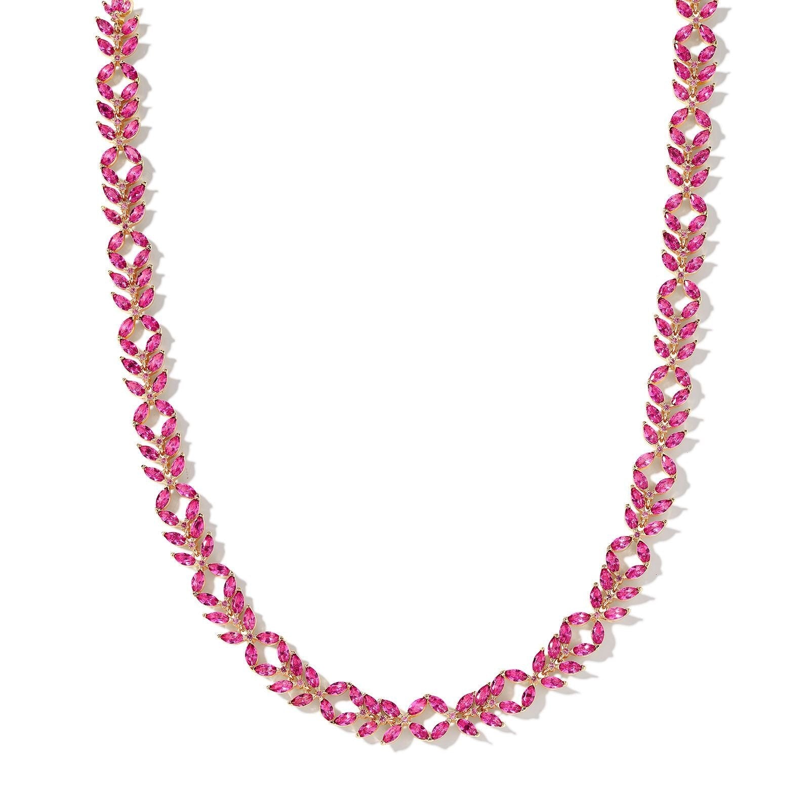 ROSALIE GOLD TENNIS NECKLACE in pink crystal