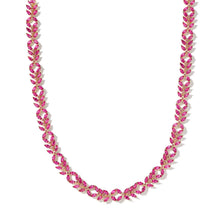  ROSALIE GOLD TENNIS NECKLACE in pink crystal