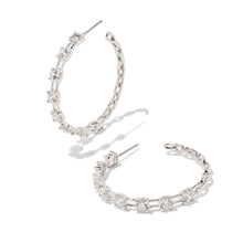  LEXI SILVER HOOP EARRINGS in white crystal