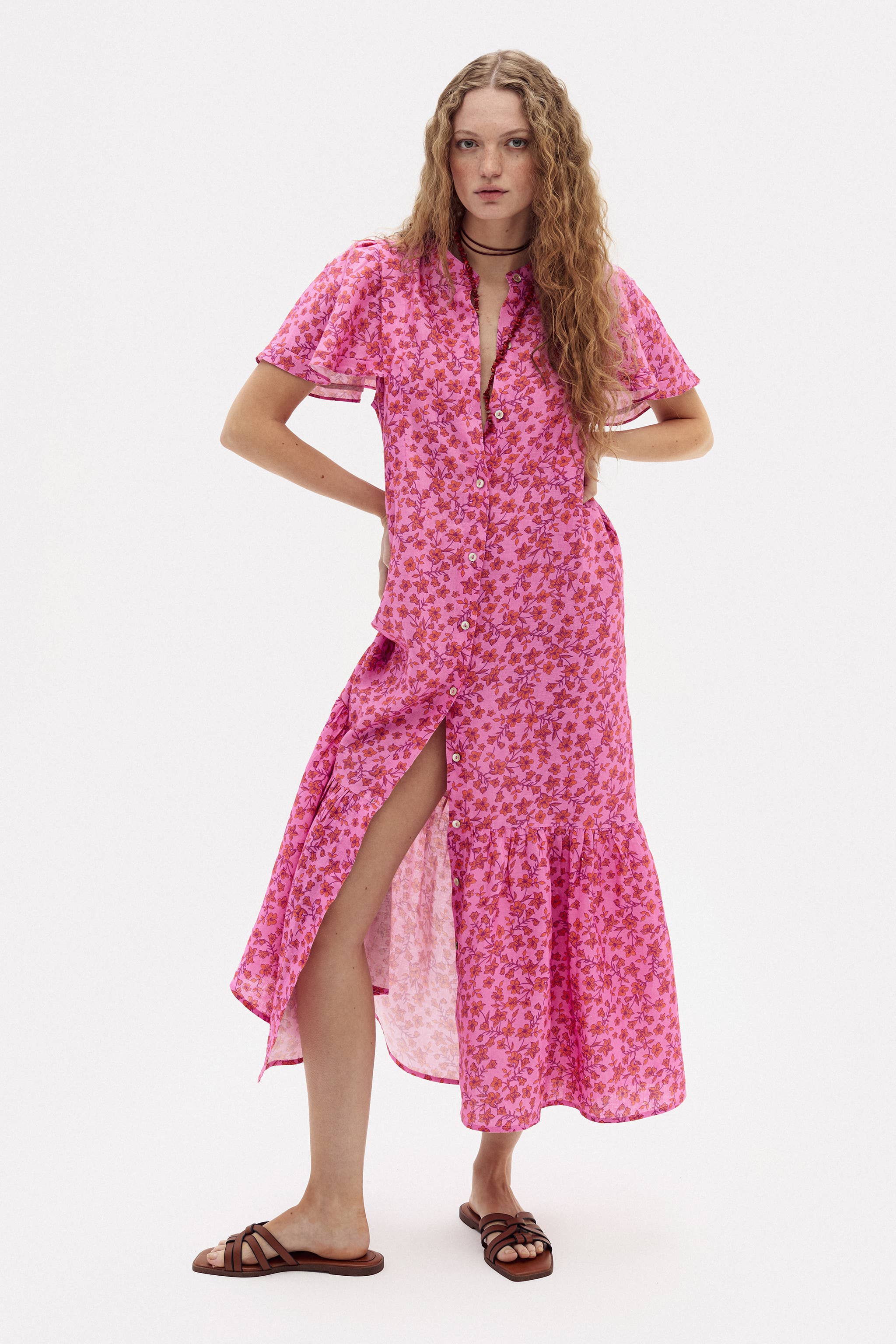 PINK WILLOW LINEN DRESS