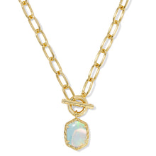  DAPHNE LINK CHAIN GOLD NECKLACE in white opalescent resin