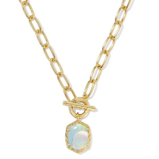 DAPHNE LINK CHAIN GOLD NECKLACE in white opalescent resin