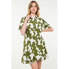  GEO PRINT BUTTON UP DRESS