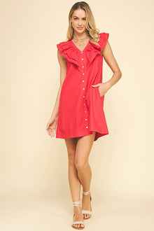  RUFFLED DETAIL MINI DRESS