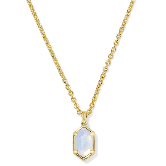 HALLIE SHORT PENDANT GOLD NECKLACE in opalite illusion