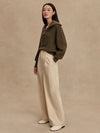 MAURA HALF ZIP RIB KNIT SWEATER